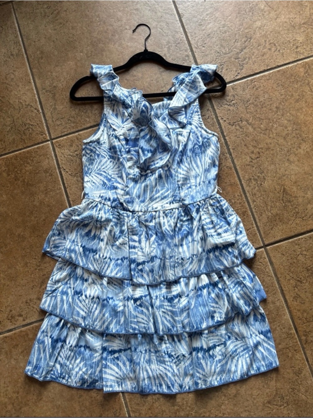 Teeze me blue and white layered dress